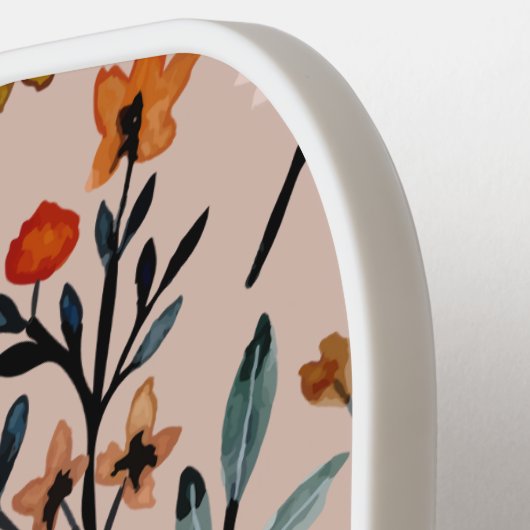 Roos Boho Floral Waterverf Aangepast Pickleball Paddle (Links Detail)