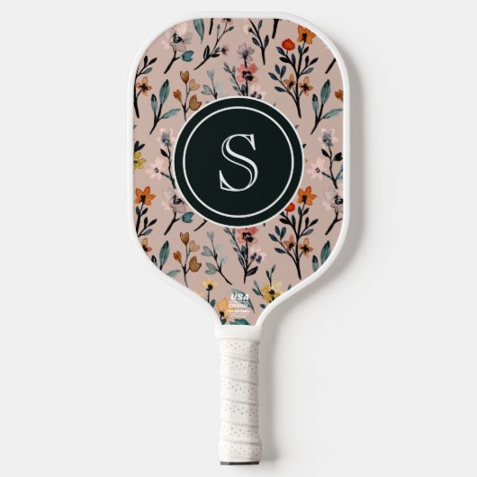 Roos Boho Floral Waterverf Aangepast Pickleball Paddle (Voorkant)