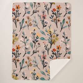 Roos Boho Floral Waterverf Aangepast Sherpa Deken