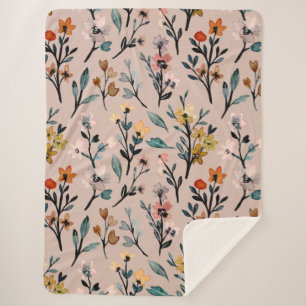 Roos Boho Floral Waterverf Aangepast Sherpa Deken