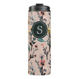 Roos Boho Floral Waterverf Aangepast Thermosbeker