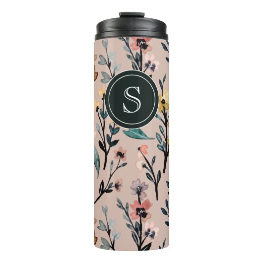 Roos Boho Floral Waterverf Aangepast Thermosbeker (Voorkant)