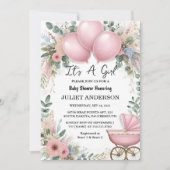 Roos Boho Gold Mom Chic Spring Baby Meisje Douche Kaart (Voorkant)