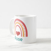 Roos Boho Rainbow Koffiemok (Voorkant links)
