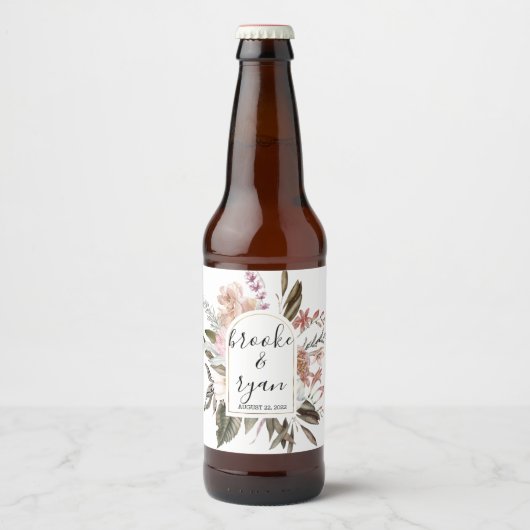 Roos Boho Trouw Bierfles Etiket (Voorkant)