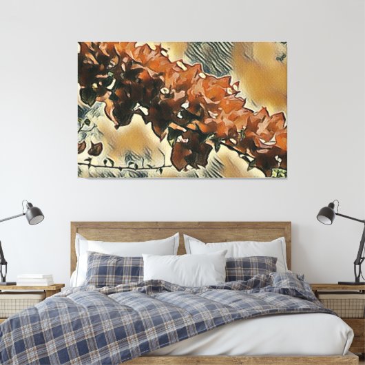 Roos boomkunst canvas afdruk (Insitu (Slaapkamer))