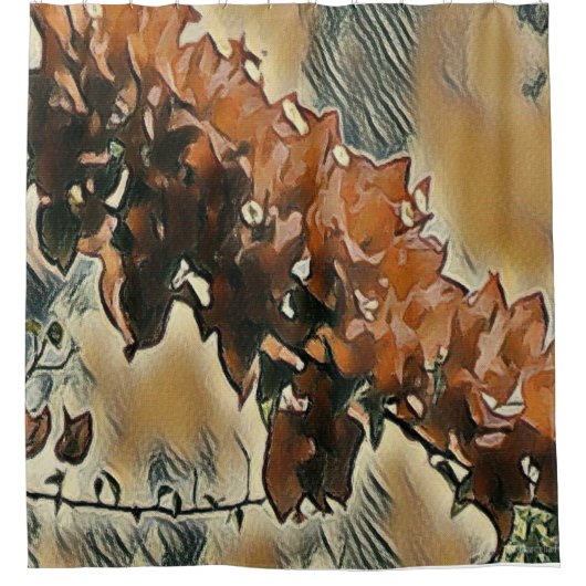 Roos boomkunst douchegordijn (Voorkant)