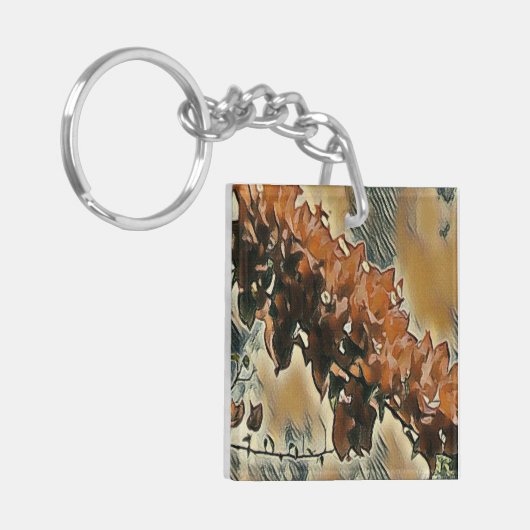 Roos boomkunst sleutelhanger (Voorkant Links)