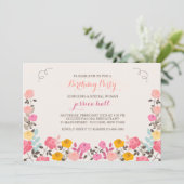 Roos Border Invitation Kaart (Staand voorkant)