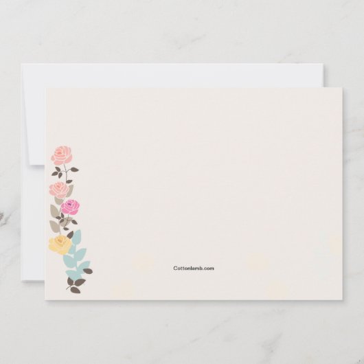 Roos Border Invitation Kaart (Achterkant)