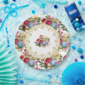  Roos Botanisch met Elegant Gold Filigree Papieren Bordje (Feest)