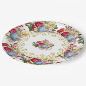  Roos Botanisch met Elegant Gold Filigree Papieren Bordje (Gekanteld)