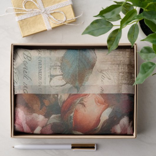   Roos & Botanische Collage Decoupage Tissuepapier (Geschenk)