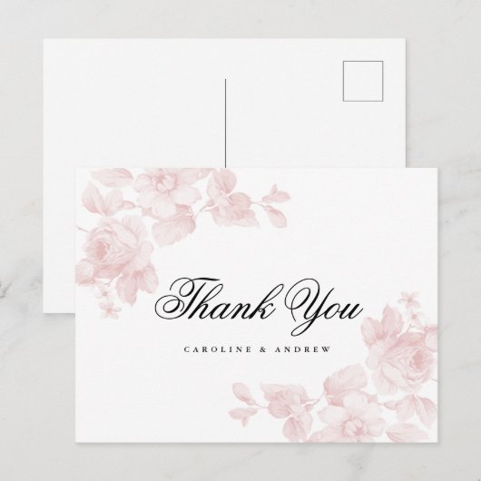  roos botanische dank u briefkaart (Voorkant / Achterkant)