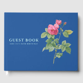 Roos Botanische Marine Blauw Foto Gastenboek