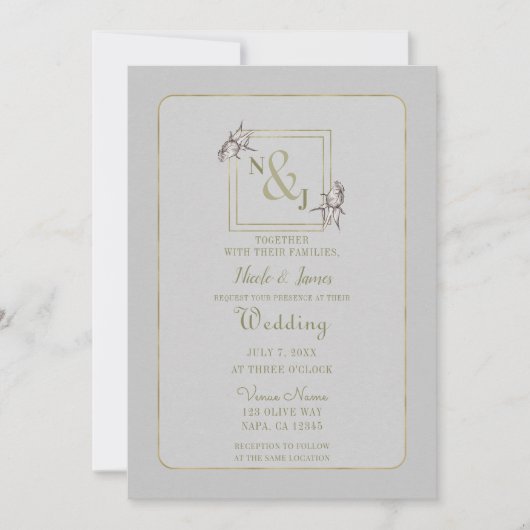 Roos Botanische Natuurlijke Rustige goudbruiloft Kaart (Voorkant)