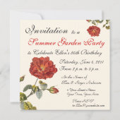 Roos Botanische Verjaardag Tuin Party Kaart (Achterkant)
