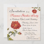  Roos Botanische Verjaardag Tuin Party Kaart (Achterkant)