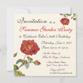  Roos Botanische Verjaardag Tuin Party Kaart (Achterkant)