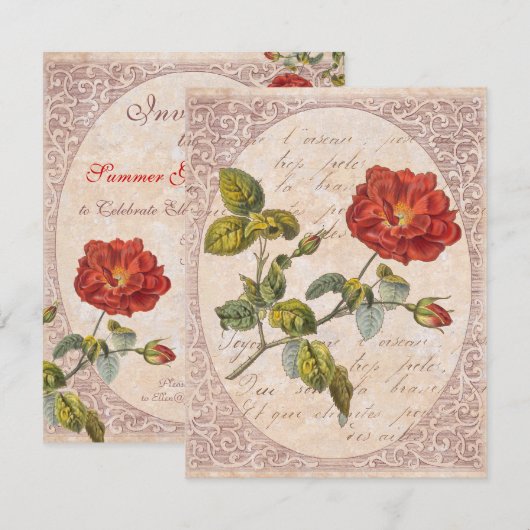  Roos Botanische Verjaardag Tuin Party Kaart (Voorkant / Achterkant)