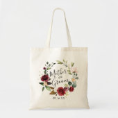 Roos Bourgondië Bloemenkrans Moeder van de Bruideg Tote Bag (Voorkant)