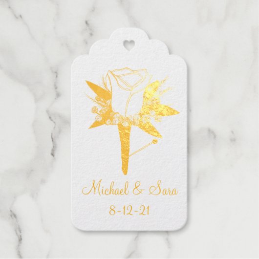 Roos Boutonniere Wedding Party Groomsmen Cadeaulabels (Voorkant)