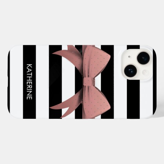 Roos Bow en Stripes Case-Mate iPhone Case (Achterkant (horizontaal))