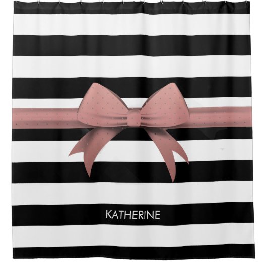 Roos Bow en Stripes Douchegordijn (Voorkant)
