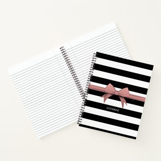 Roos Bow en Stripes Notitieboek (Binnen)