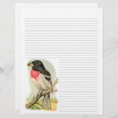 Roos Breasted Grosbeak Lined Letterhead (Voorkant / Achterkant)