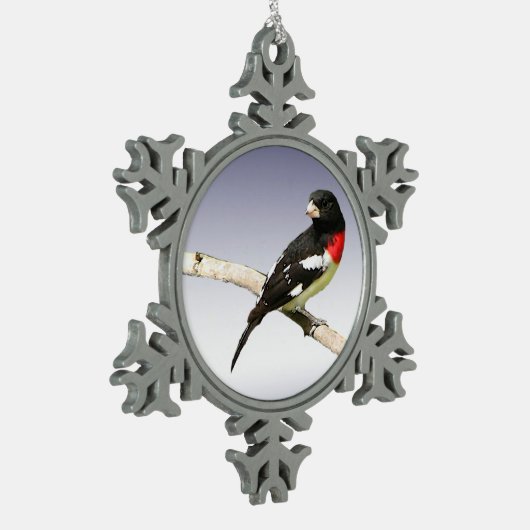 Roos-Breasted Grosbeak Tin Sneeuwvlok Ornament (Links)