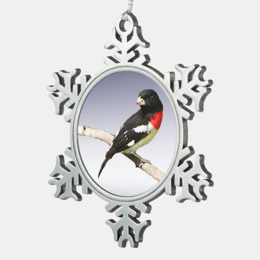 Roos-Breasted Grosbeak Tin Sneeuwvlok Ornament (Rechts)