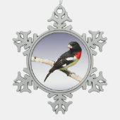 Roos-Breasted Grosbeak Tin Sneeuwvlok Ornament (Voorkant)
