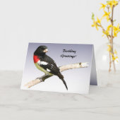 Roos-breasted Grosbeak Verjaardag Kaart (Gele Bloem)