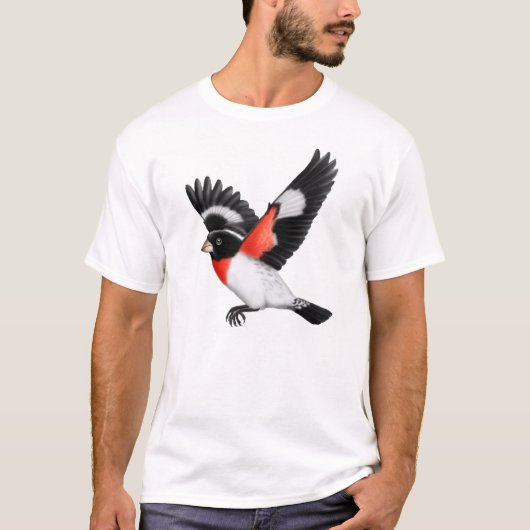 Roos Breedte Grosbeak Vlees Shirt (Voorkant)