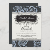 Roos Bridal Shower Invitation Blue Kaart (Voorkant / Achterkant)
