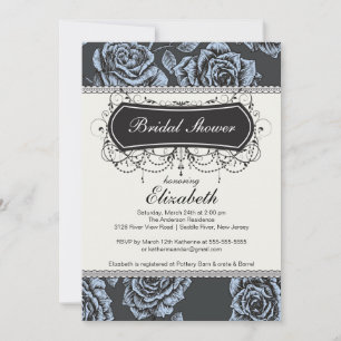  Roos Bridal Shower Invitation Blue Kaart