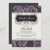  Roos Bridal Shower Invitation Lavender Kaart (Voorkant / Achterkant)