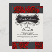  Roos Bridal Shower Invitation Red Kaart (Voorkant / Achterkant)