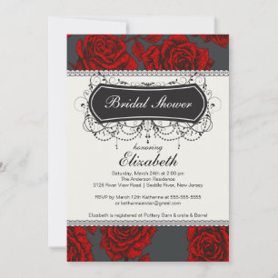  Roos Bridal Shower Invitation Red Kaart