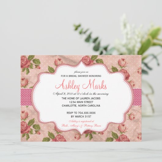  Roos Bridal Shower Kaart (Staand voorkant)