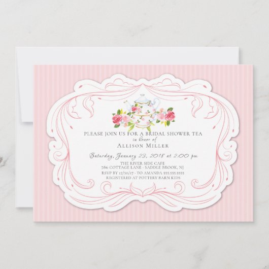 Roos Bridal Tea Party Kaart (Voorkant)