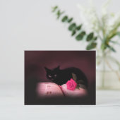 roos briefkaart van romantisch kattenboek (Staand voorkant)