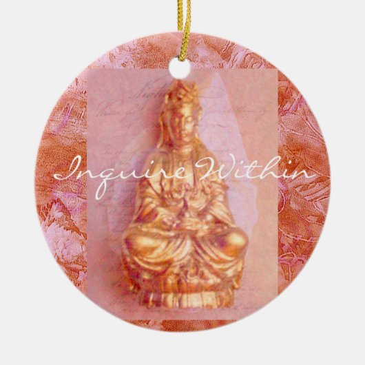 Roos-Bronze Kwan Yin Keramisch Ornament (Voorkant)