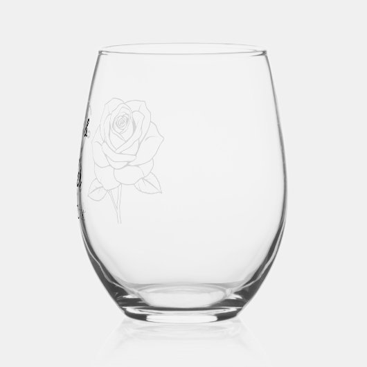 Roos, bruid en bruidegom naam en trouwdatum wijnglas zonder voet (Links)
