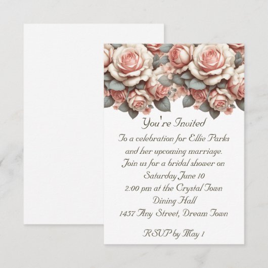  Roos bruidsboeket Kaart (Voorkant / Achterkant)