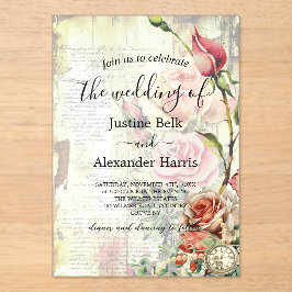  Roos bruiloft Acryl Uitnodigingen