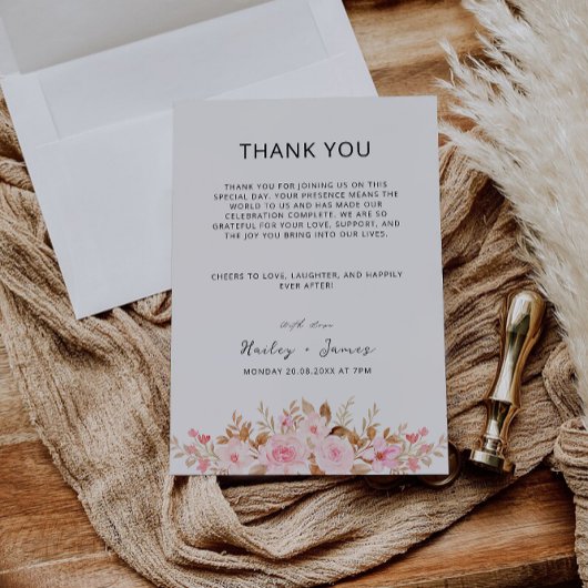 Roos bruiloft Bedankt Napkin Notitie Menu