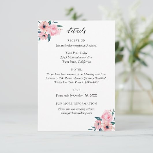 Roos bruiloft behuizing Kaart (Staand voorkant)