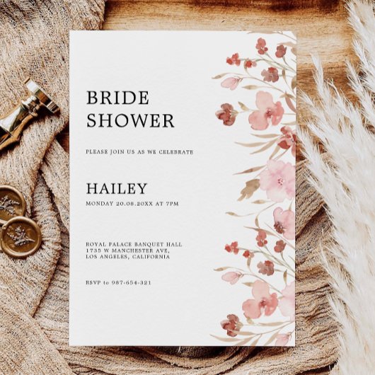 Roos bruiloft bruidsdouche uitnodiging